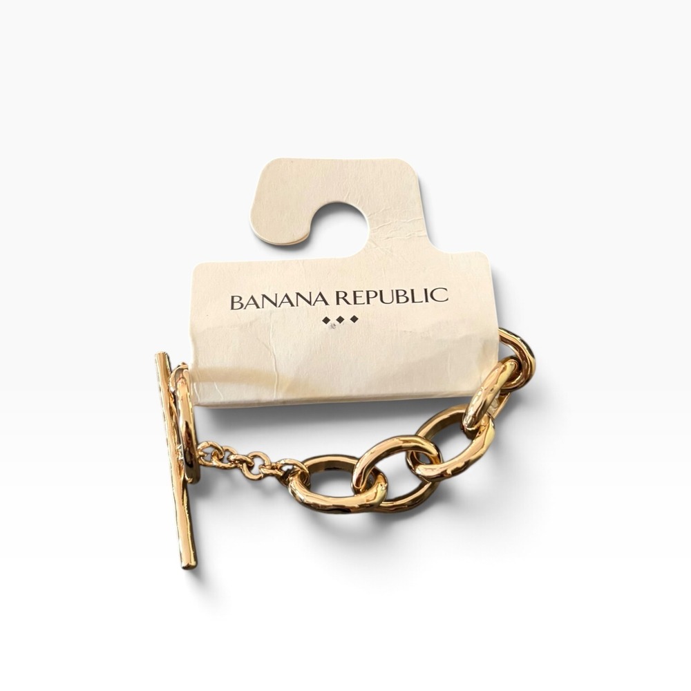 Banana Republic Gold Tone Chunky Oval Chain Link Toggle Bracelet 489286-00-1